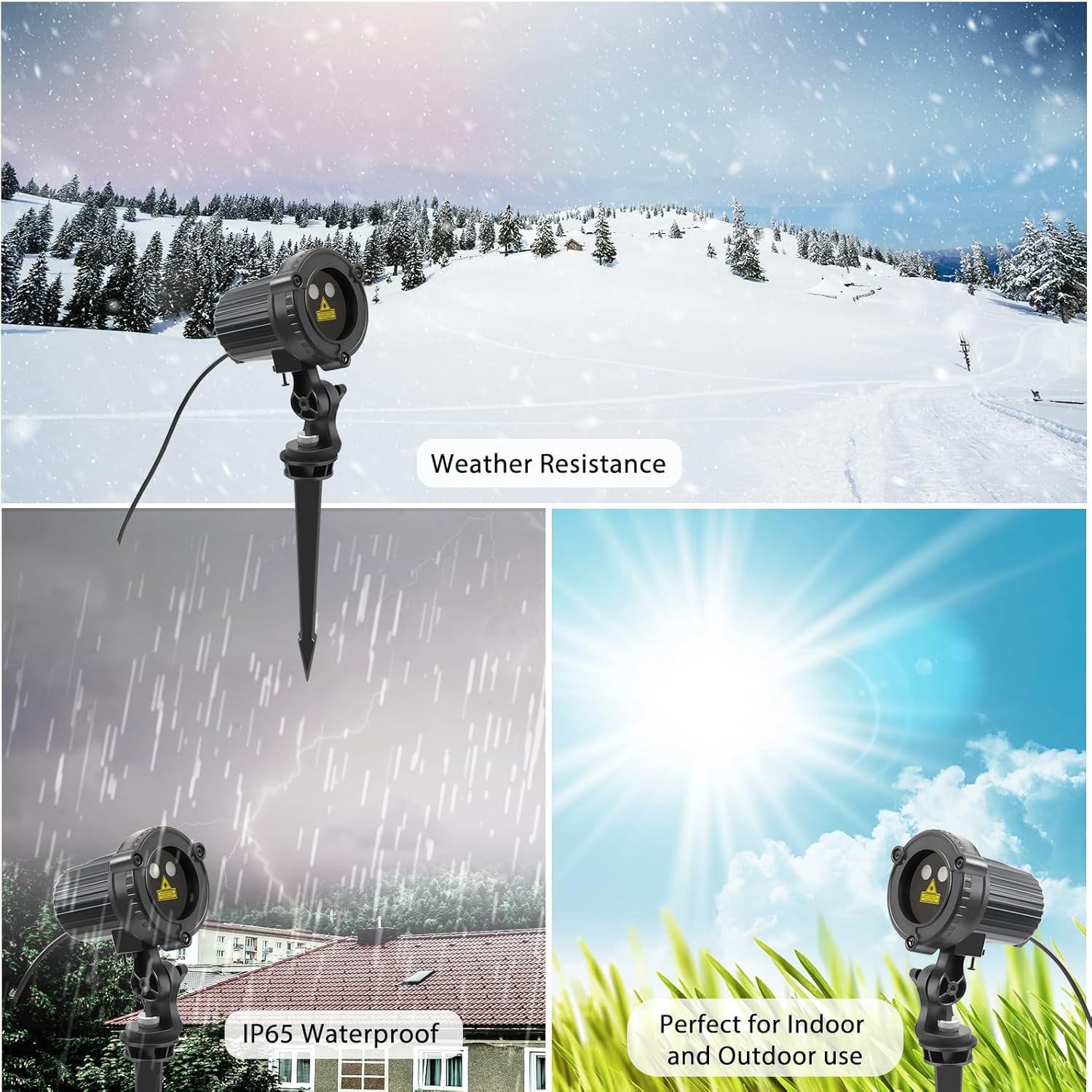 Laser Christmas Projector Lights Outdoor, Outdoor Garden Laser Light, Landscape Lights with Red and Green Stars, IP65 Waterproof,Cold Resistant. Suitable for Holiday, Party, Garden Decorati